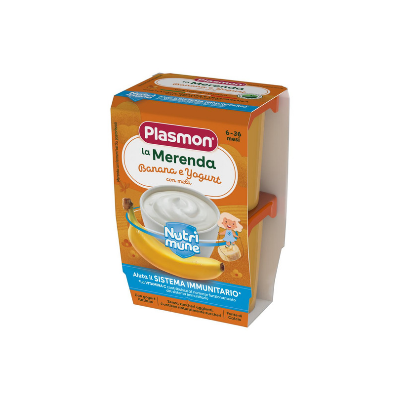PLASMON LA MERENDA DEI BAMBINI SAPORI DI NATURA BANANA YOGURT ASETTICO 2 X 120 G - farmagiri