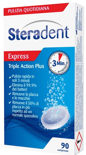 STERADENT TRIPLE ACTION PLUS 90 COMPRESSE PULENTI - farmagiri