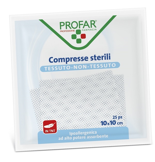 GARZA COMPRESSA TESSUTO NON TESSUTO 10X10 CM 25 PEZZI PROFAR - farmagiri
