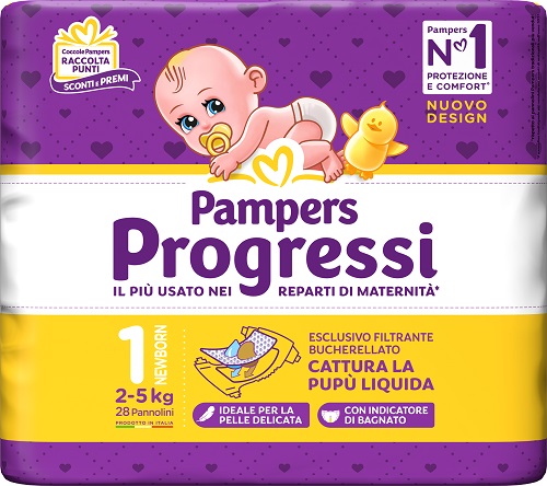 PAMPERS PROGRESSI NEWBORN PANNOLINO 1 2-5KG 28 PEZZI - farmagiri