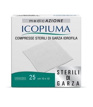 ICOPIUMA GARZA COMPRESSA IDROFILA 10X10CM 25 PEZZI - farmagiri