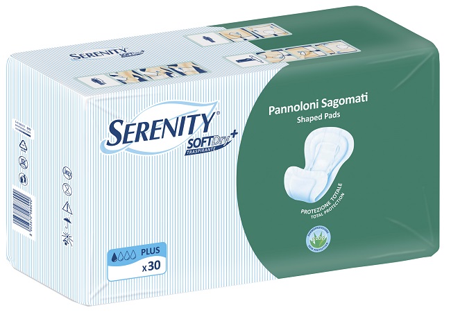PANNOLONE PER INCONTINENZA SAGOMATO SERENITY SOFTDRY+ ALOE PLUS 30 PEZZI - farmagiri