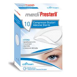 GARZA COMPRESSA OCULARE MEDIPRESTERIL ADESIVA TNT 6,5X9,5CM 10 PEZZI - farmagiri