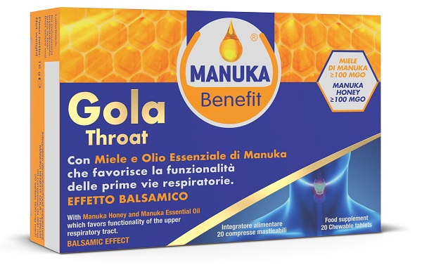 MANUKA BENEFIT GOLA THROAT 20 COMPRESSE MASTICABILI - farmagiri