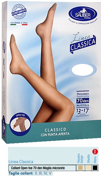 SAUBER COLLANT OPEN TOE MAGLIA MICRORETE 70 DEN COLORE NEUTRO BEIGE 5 LINEA CLASSICA - farmagiri