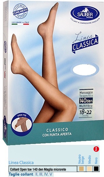SAUBER COLLANT OPEN TOE MAGLIA MICRORETE 140 DEN COLORE MEDIO TAGLIA 2 LINEA CLASSICA - farmagiri
