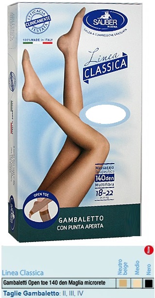 SAUBER GAMBALETTO OPEN TOE MAGLIA MICRORETE 140 DEN COLORE MEDIO TAGLIA 2 LINEA CLASSICA - farmagiri