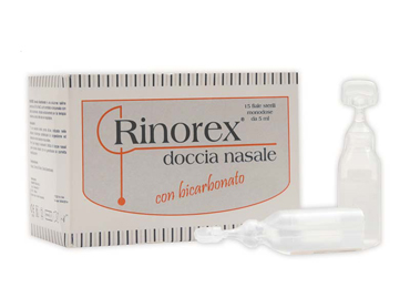 FIALA PER DOCCIA NASALE RINOREX BICARBONATO 15 FIALE 5 ML - farmagiri