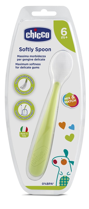 CHICCO CUCCHIAIO MORBIDO SILICONE 6M+ VERDE UP - farmagiri