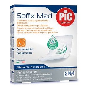CEROTTO PIC SOFFIX MED IN TNT CON TAMPONE CENTRALE ASSORBENTE STERILE MONOUSO 10X6 CM ANTIBATTERICO 5 PEZZI - farmagiri