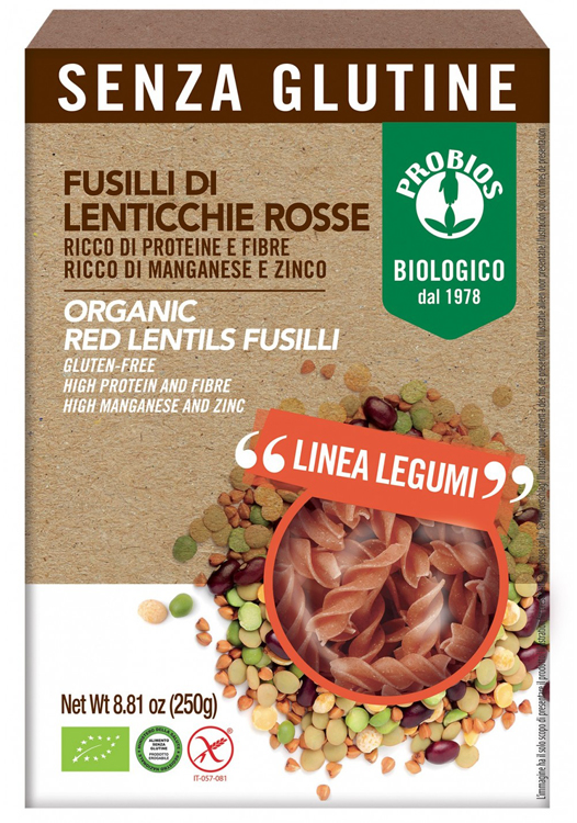 SPECIALITA' 100% LEGUMI FUSILLI LENTICCHIE ROSSE 250 G - farmagiri
