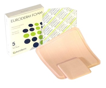 MEDICAZIONE IN POLIURETANO EURODERM FOAM MISURA 10X10CM 5 PEZZI - farmagiri