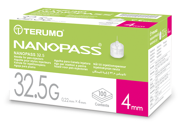 AGO PER PENNA DA INSULINA NANOPASS 32,5 GAUGE LUNGHEZZA 4 MM 100 PEZZI - farmagiri