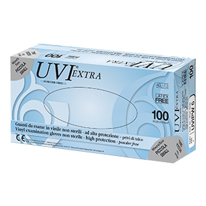 GUANTO IN CLORURO DI POLIVINILE SUPERFICIE LISCIA PRIVO DI TALCO 100 PEZZI ARTICOLO UVIPW 7 - farmagiri