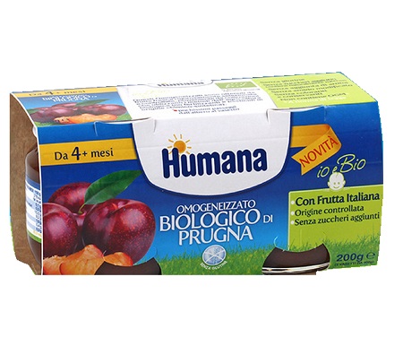 HUMANA OMOGENEIZZATO PRUGNA BIO 2 VASETTI 100 G - farmagiri