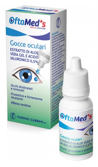 OFTAMED'S GOCCE OCULARI OCCHI DISIDRATATI E STRESSATI ESTRATTO ALOE VERA GEL E ACIDO IALURONICO 0,3% 10 ML - farmagiri