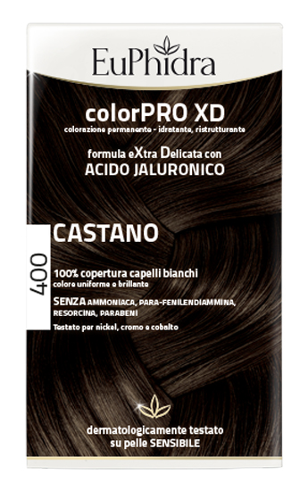 EUPHIDRA COLORPRO XD 400 CASTANO GEL COLORANTE CAPELLI IN FLACONE + ATTIVANTE + BALSAMO + GUANTI - farmagiri