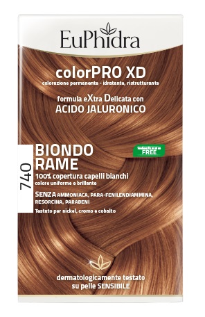 EUPHIDRA COLORPRO XD 740 BIONDO RAME GEL COLORANTE CAPELLI IN FLACONE + ATTIVANTE + BALSAMO + GUANTI - farmagiri