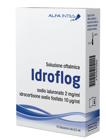 SOLUZIONE OFTALMICA IDROFLOG A BASE DI IALURONATO DI SODIO E IDROCORTISONE SODIO FOSFATO 15 FLACONCINI DA 0,5 ML - farmagiri