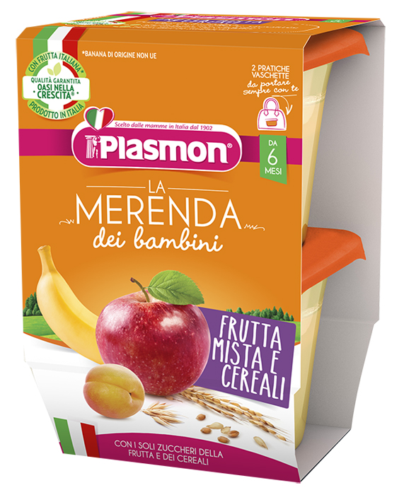 PLASMON LA MERENDA DEI BAMBINI MERENDE FRUTTA CEREALI ASETTICO 2 X 120 G - farmagiri