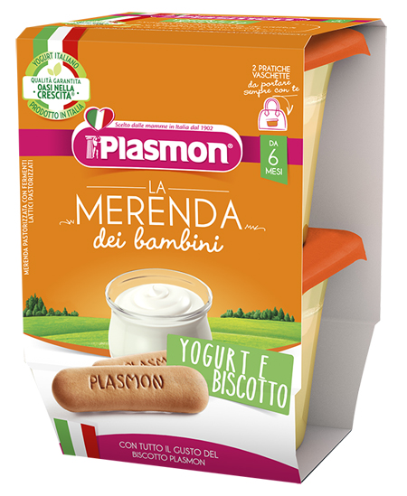 PLASMON LA MERENDA DEI BAMBINI SAPORE DI NATURA YOGURT BISCOTTO ASETTICO 2 X 120 G - farmagiri