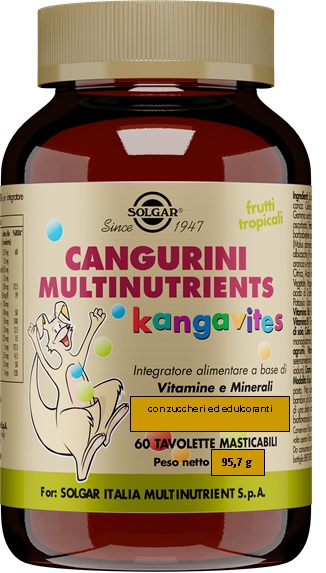 CANGURINI MULTINUTRIENTS FRUTTI TROPICALI 60 TAVOLETTE - farmagiri