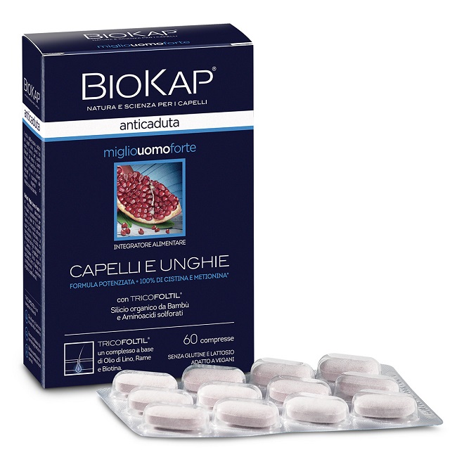BIOKAP ANTICADUTA MIGLIO UOMO FORTE CON TRICOFOLTIL 60 COMPRESSE - farmagiri
