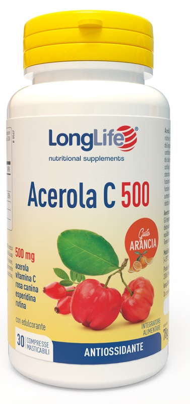 LONGLIFE ACEROLA C500 ARANCIA 30 COMPRESSE MASTICABILI - farmagiri