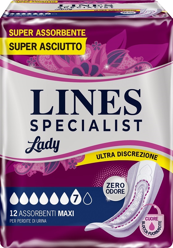 ASSORBENTI PER INCONTINENZA LINES SPECIALIST LADY 12 PEZZI - farmagiri