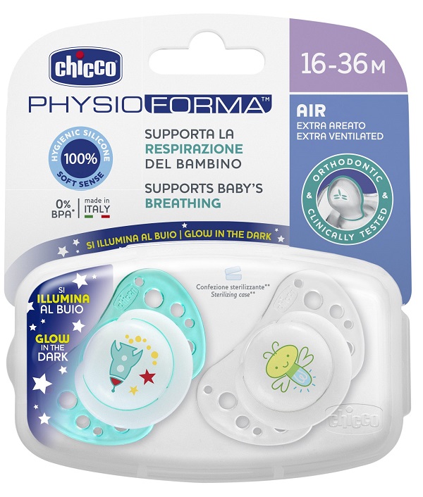 CHICCO SUCCHIETTO AIR LUMI IN SILICONE 16-36 MESI 2 PEZZI - farmagiri