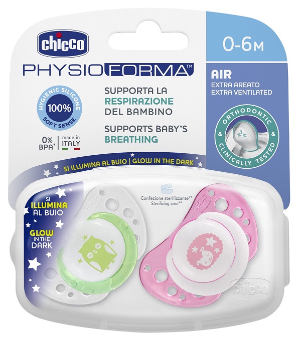 CHICCO SUCCHICCO AIR LUM SILICONE 0-6 MESI 2 PEZZI - farmagiri