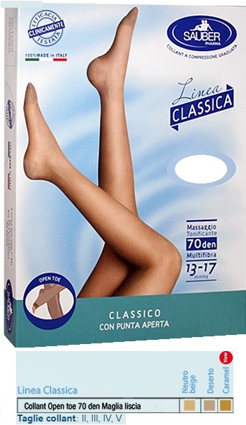 SAUBER COLLANT OPEN TOE MAGLIA LISCIA 70 DEN COLORE NEUTRO BEIGE TAGLIA 3 LINEA CLASSICA - farmagiri