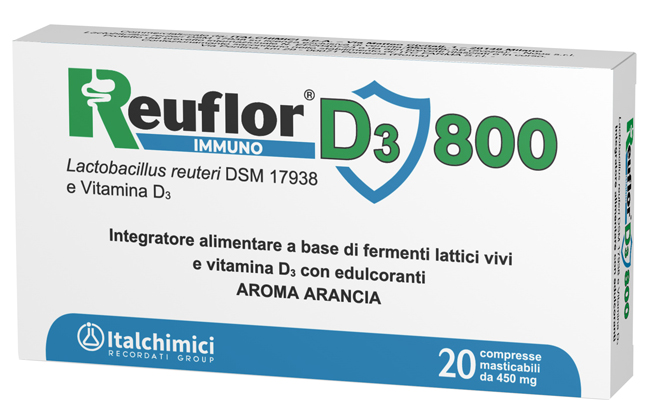 REUFLOR D3 800 20 COMPRESSE MASTICABILI AROMA ARANCIA - farmagiri