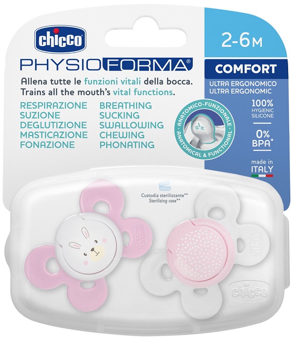 CHICCO SUCCHIETTO COMFORT GIRL SILICONE 2-6 MESI 2 PEZZI - farmagiri