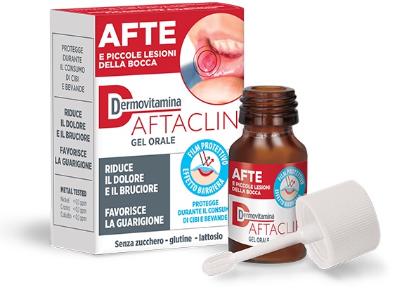 DERMOVITAMINA AFTACLIN GEL ORALE 7 ML CONTRO DOLORE E BRUCIONE SENZA ZUCCHERO E SENZA GLUTINE - farmagiri