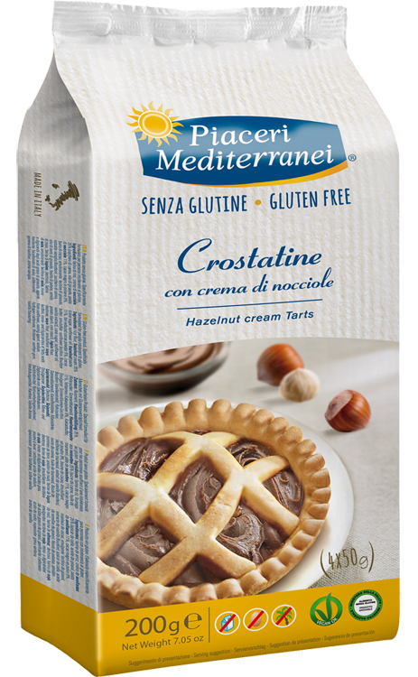 PIACERI MEDITERRANEI CROSTATINA CON CREMA DI NOCCIOLA 4 X 50 G - farmagiri