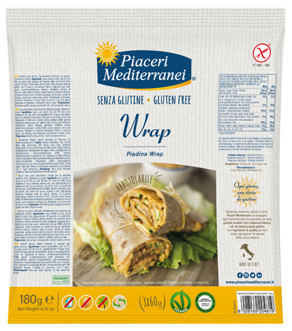 PIACERI MEDITERRANEI PIADINA WRAP 180 G - farmagiri