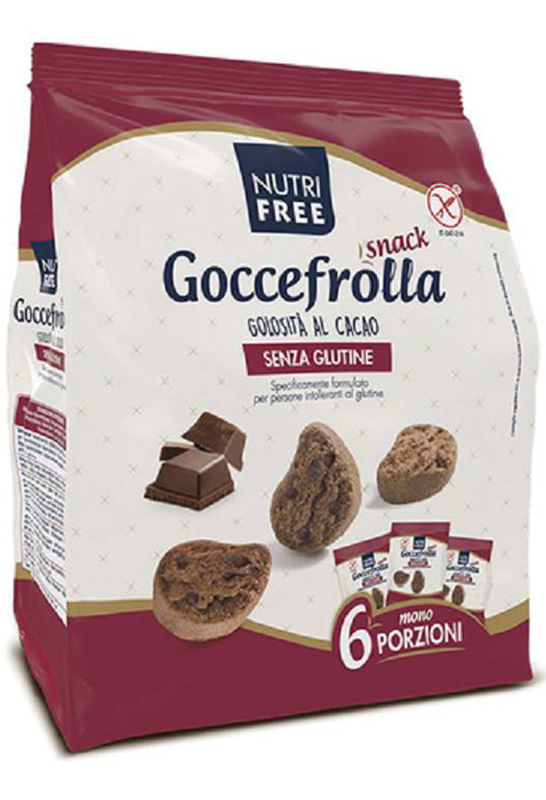 NUTRIFREE GOCCEFROLLA SNACK GOLOSITA' AL CACAO SENZA LATTOSIO 6 MONOPORZIONI DA 40 G - farmagiri