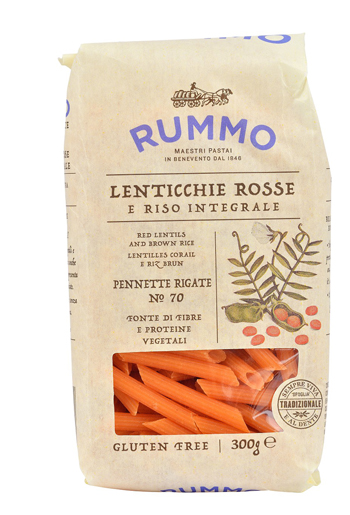 RUMMO PENNETTE RIGATE N 70 LENTICCHIE ROSSE E RISO INTEGRALE 300 G - farmagiri