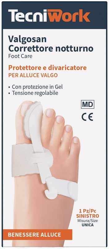 CORRETTORE NOTTURNO PER ALLUCE VALGO SINISTRO MISURA UNICA VALGOSAN 1 PEZZO - farmagiri