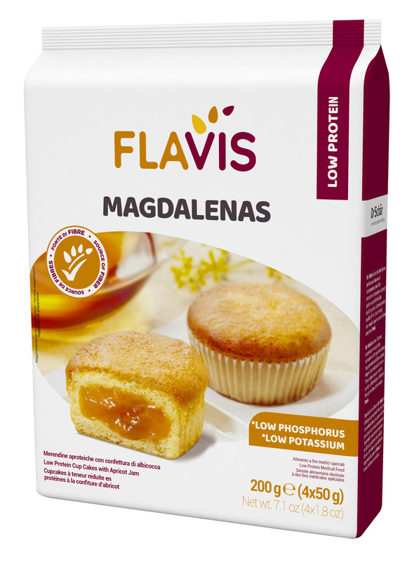 FLAVIS MAGDALENAS MERENDINE APROTEICHE CON CONFETTURA DI ALBICOCCA 4 MONOPORZIONI DA 50 G - farmagiri