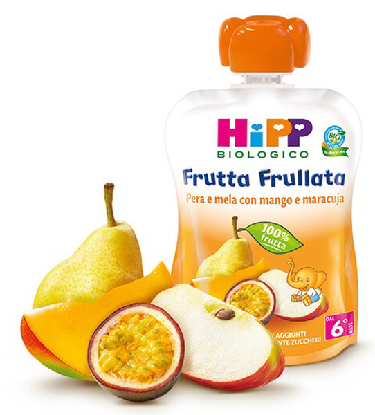 HIPP BIO FRUTTA FRULLATA PERA/MELA CON MANGO E MARACUJA 90 G - farmagiri