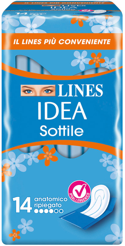 LINES IDEA ASSORBENTE SOTTILE RIPIEGATO ANATOMICO 14 PEZZI - farmagiri