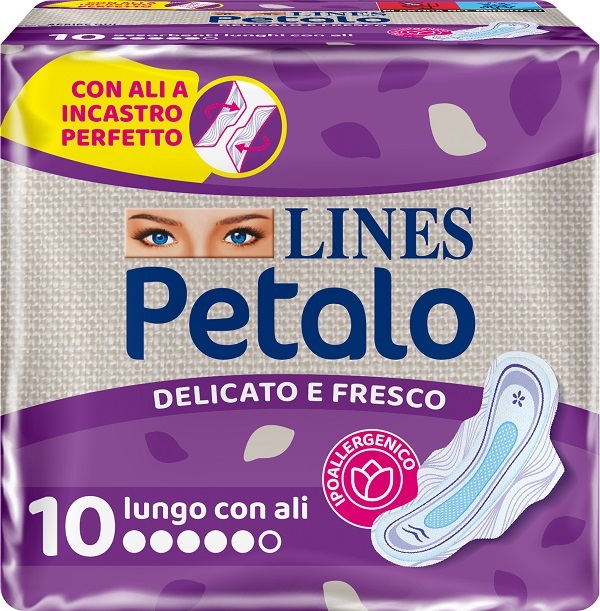 LINES PETALO BLU ASSORBENTE LUNGO CON ALI 10 PEZZI - farmagiri