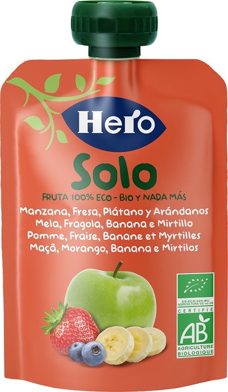 HERO SOLO FRUTTA FRULLATA 100% BIO MELA BANANA FRAGOLA 100 G - farmagiri