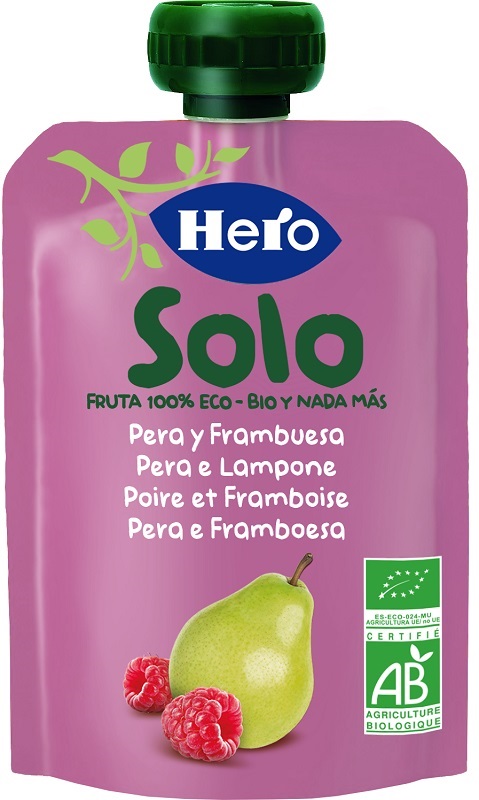 HERO SOLO FRUTTA FRULLATA 100% BIO PERA E LAMPONE 100 G - farmagiri