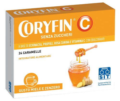 CORYFIN C SENZA ZUCCHERO MIELE ZENZERO 24 CARAMELLE - farmagiri