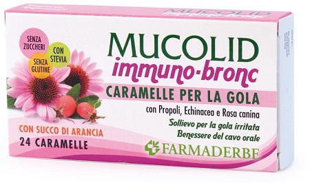 MUCOLID BRONC IMMUNO 24 CARAMELLE GUSTO ARANCIA - farmagiri