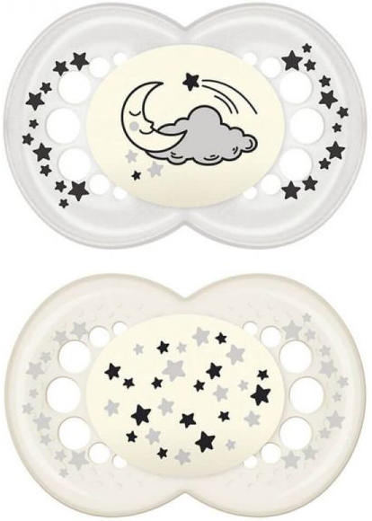 MAM SUCCHIETTO ORIGINAL NIGHT 6+ MESI SILICONE NEUTRO 2 PEZZI - farmagiri