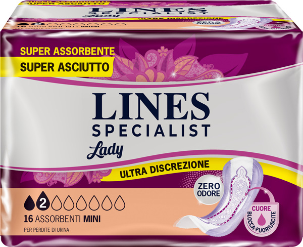 ASSORBENTI PER INCONTINENZA LINES SPECIALIST LADY MINI 16 PEZZI - farmagiri